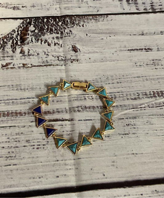 House of Harlow Gold Tone Triangle Linked Bracelet 7"