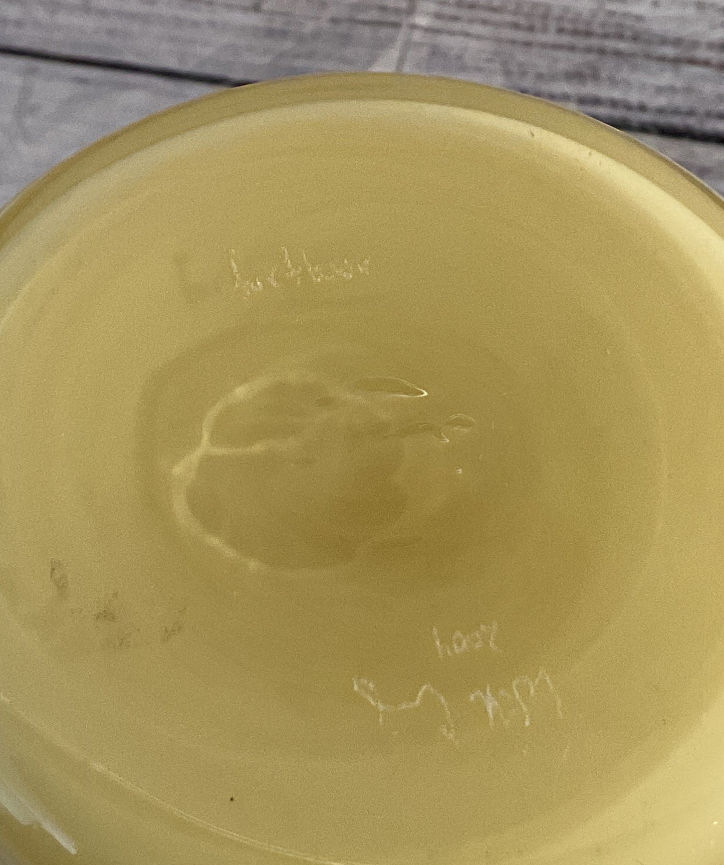 Modern Handmade Signed Glass Vase Yellow