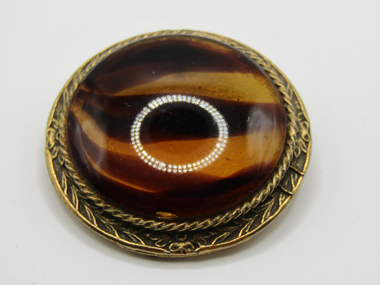 Vintage Original by Roberts Floral Zebra Print Glass Brooch Pin