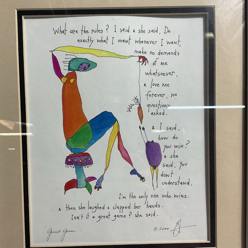 VTG. 2000 Brian Andreas Story People Great Game Signed Print 16" Framed