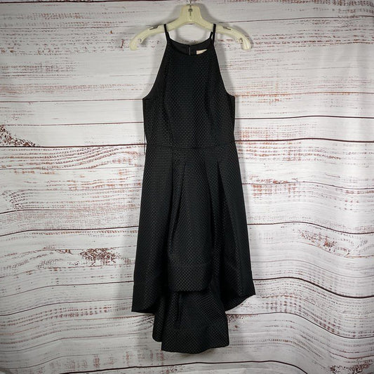Aidan by Aidan Mattox Black High Low Knit Black Spaghetti Strap Dress Women's 8