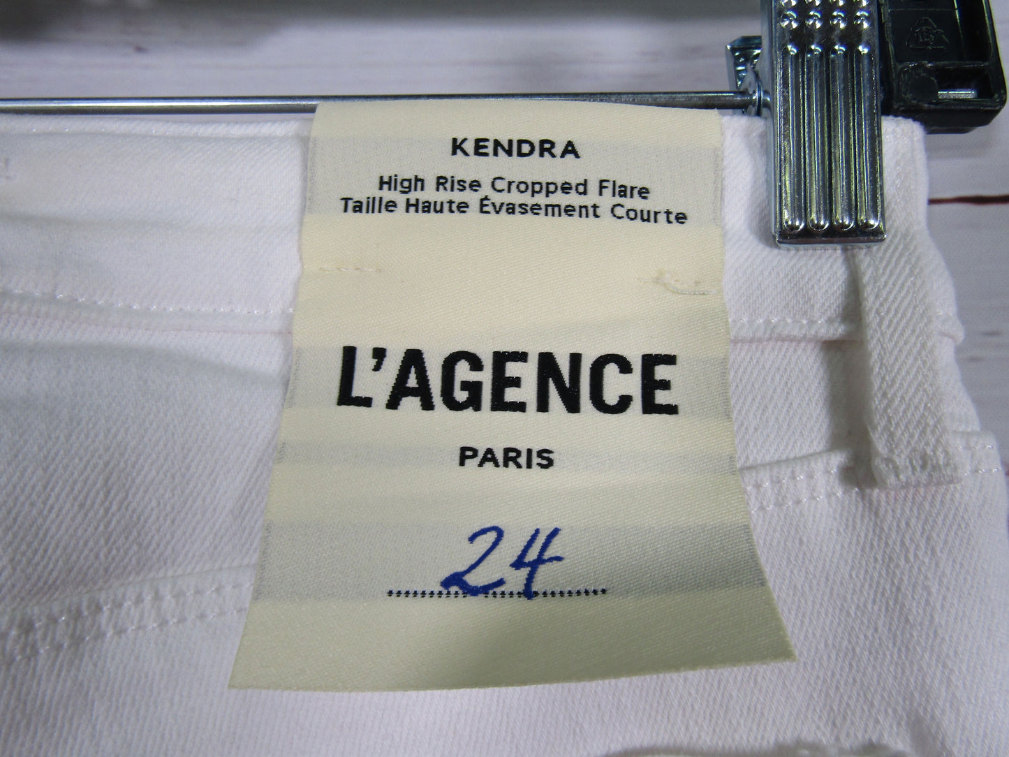 L'Agence Kendra Women's White High Rise Cropped Flare Jeans Size 24