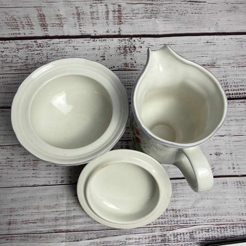 VTG. Mikasa Lighthearted Pattern Creamer & Lidded Sugar Bowl F 9001