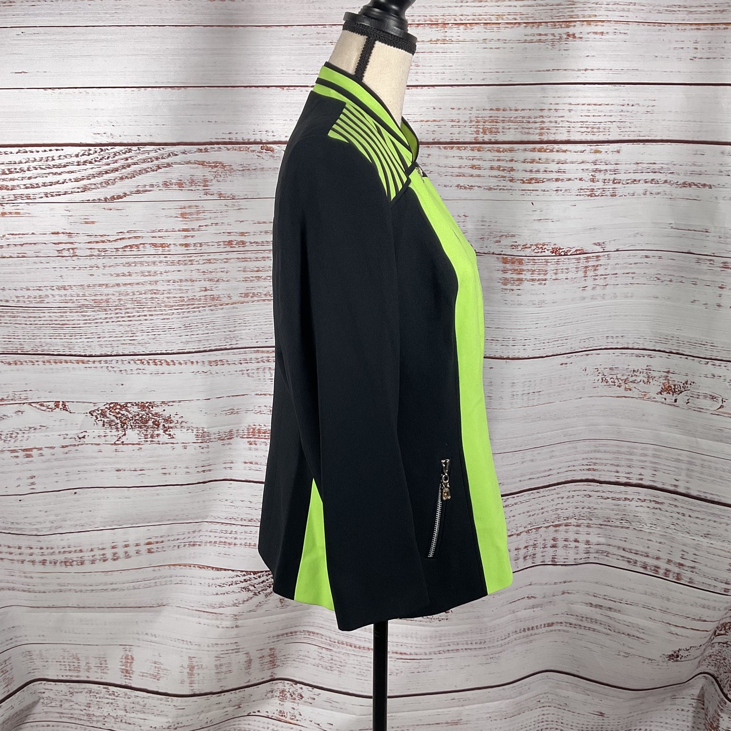 Alberto Makali Green Black Stripe Color Block Jacket - Size See Measurements