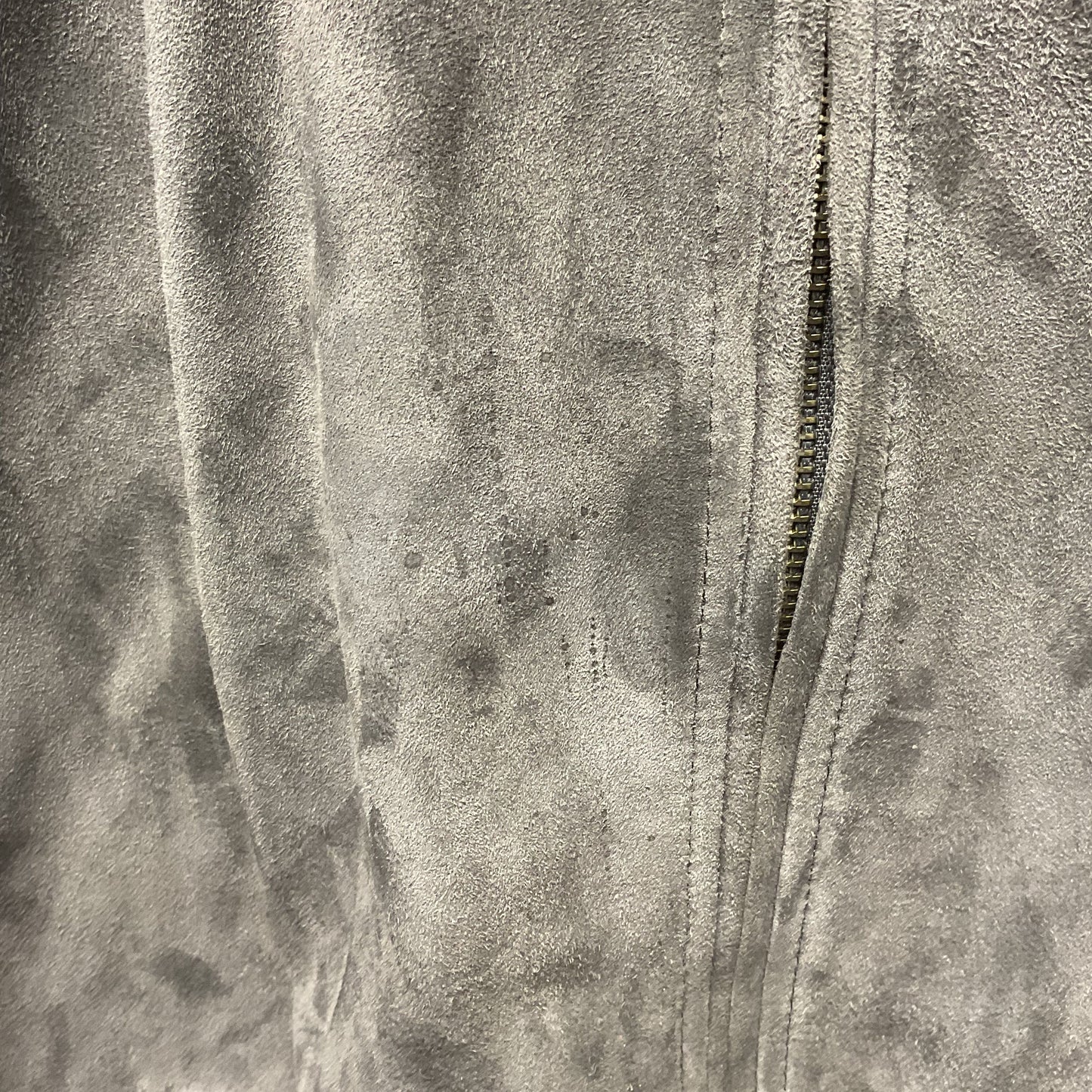 Ted Baker Grey Suede Full Zip Bomber Jacket - Size 6