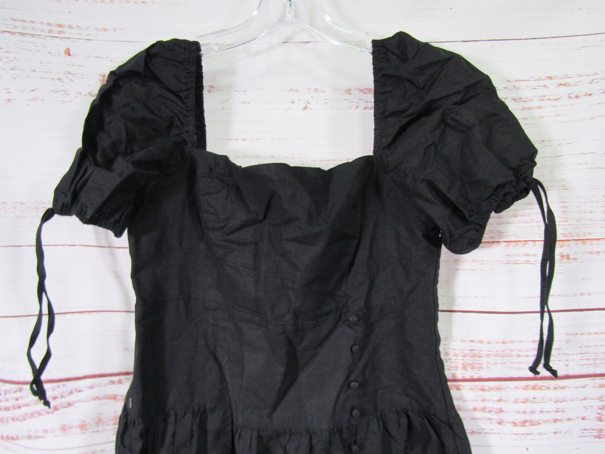 O.P.T Fallen Women's Black Square-Neck Short Sleeve Mini Dress Size XL