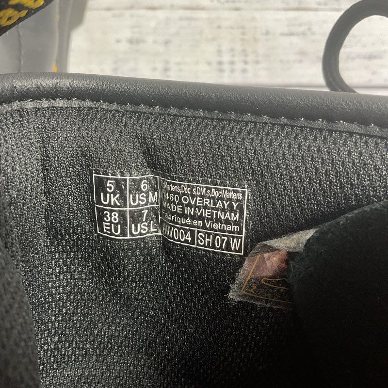 Dr. Martens 1460 Overlay Youth Black Leather Combat Boot Kid's 6 M/7 L