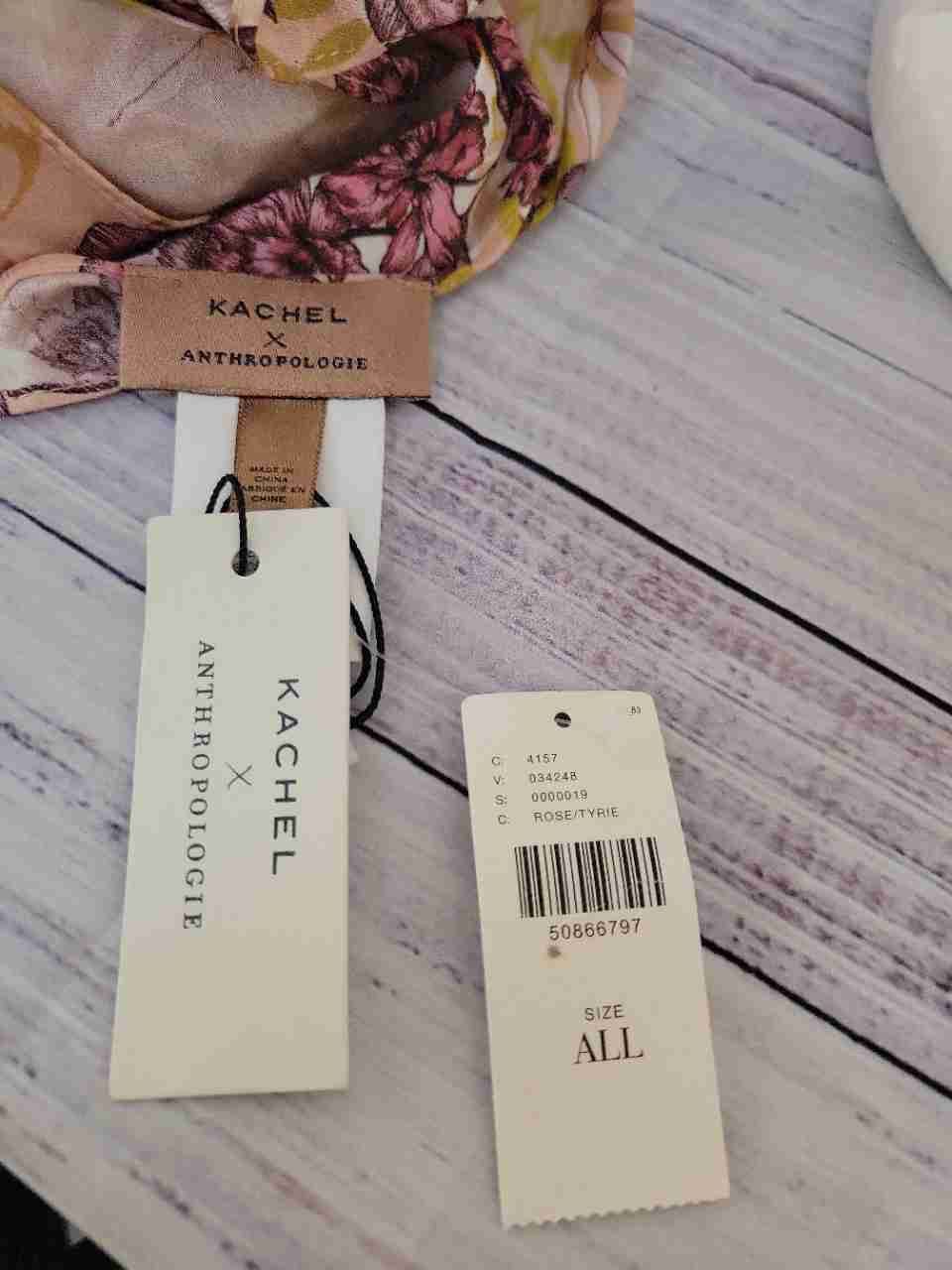 NWT Women's Kachel x Anthropologie Rose/Pink Print Silk Scarf