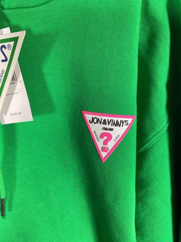 Guess USA x Jon & Vinny's Italian Green Hoodie Sweatshirt Made in USA Size M