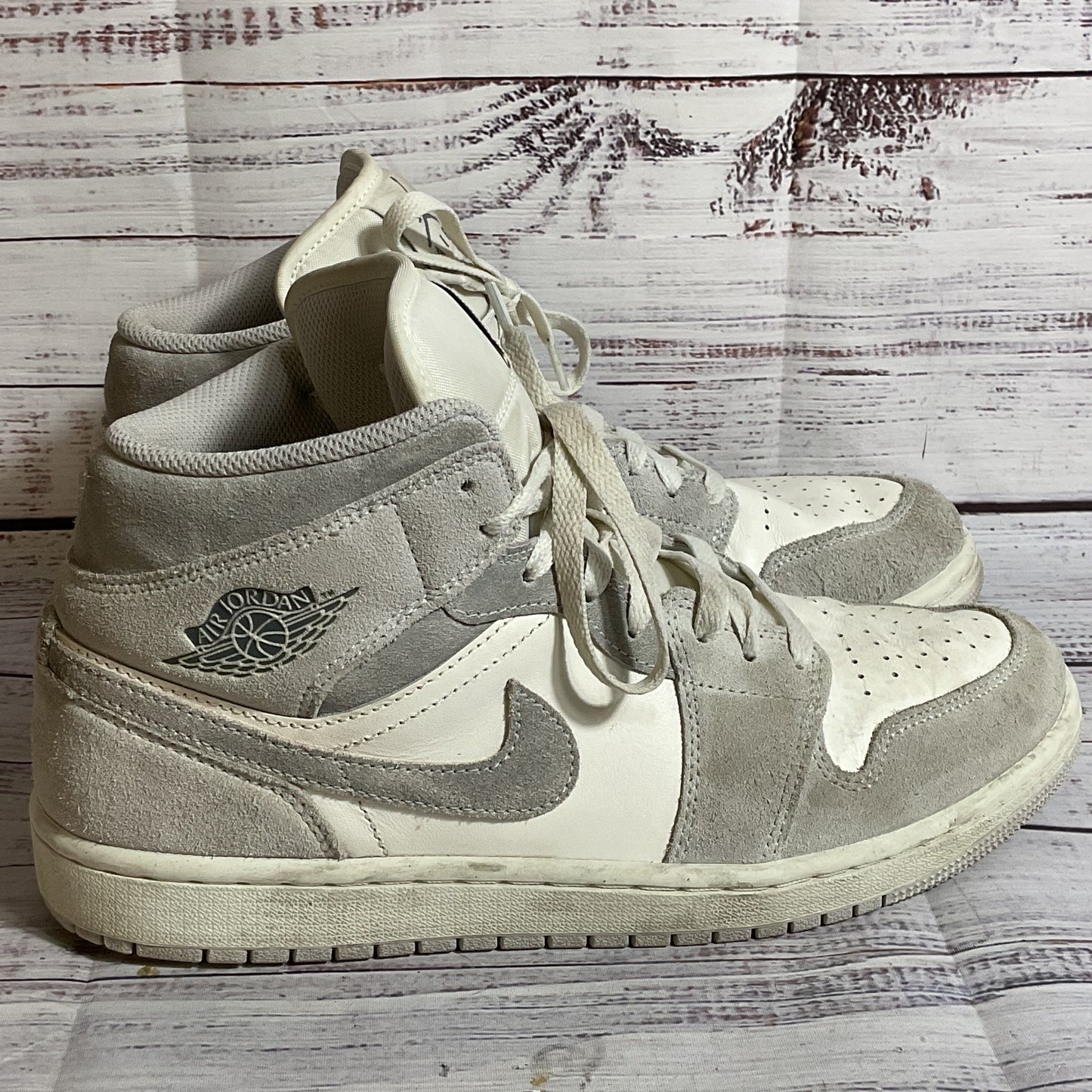 NIKE Air Jordan's 1 FQ7720-002 Men's White Gray Sneakers Shoes- SZ 8.5