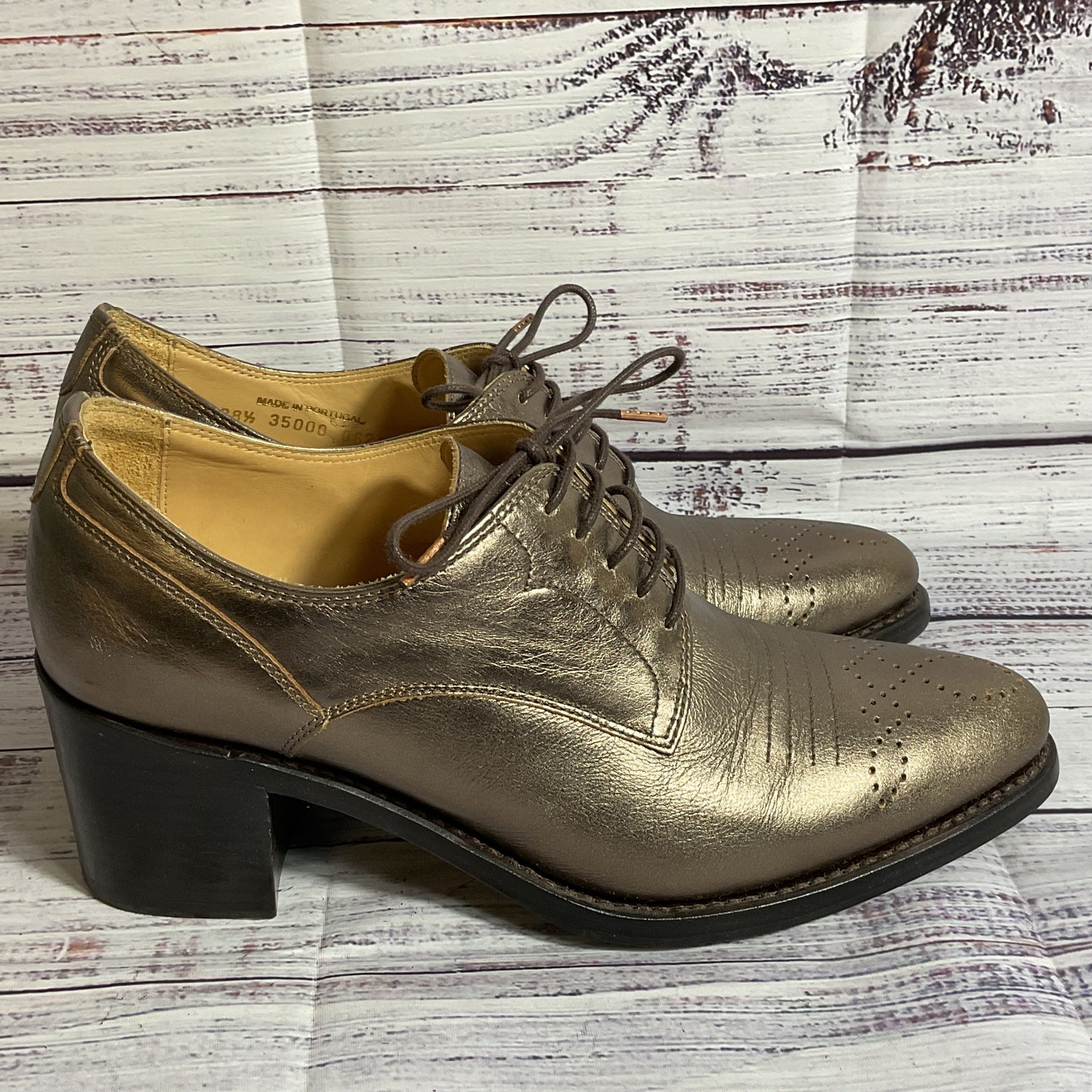 The Office of ANGELA SCOTT Miss Button Bronze Women's Shoes- SZ 38.5/ 8.5 US