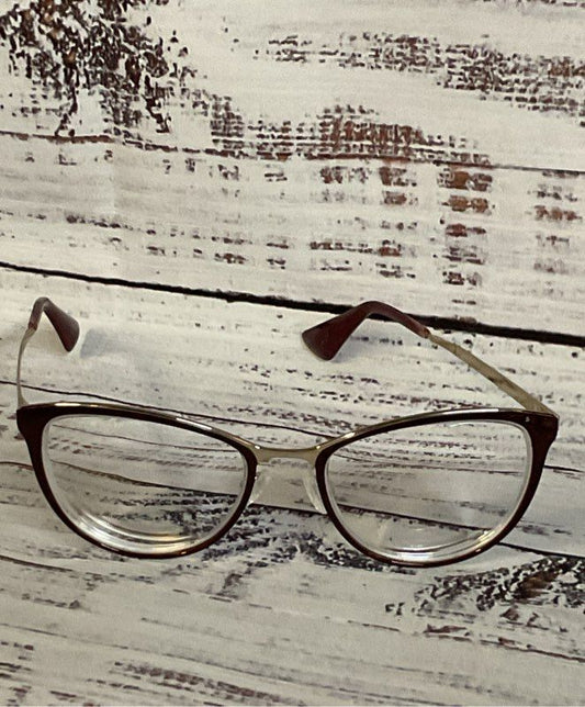 PRADA Burgundy /Gold Eyeglasses Frame ONLY - Size 140 Italy