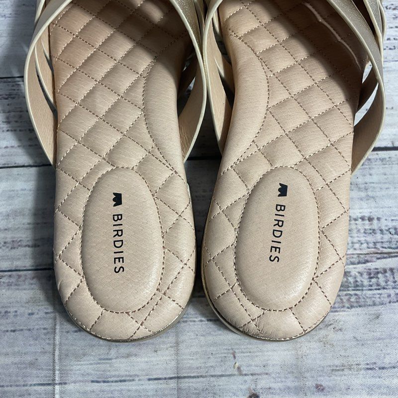 Birdies Woven Metallic Gold Mule Slip On Flats Women's Size 7