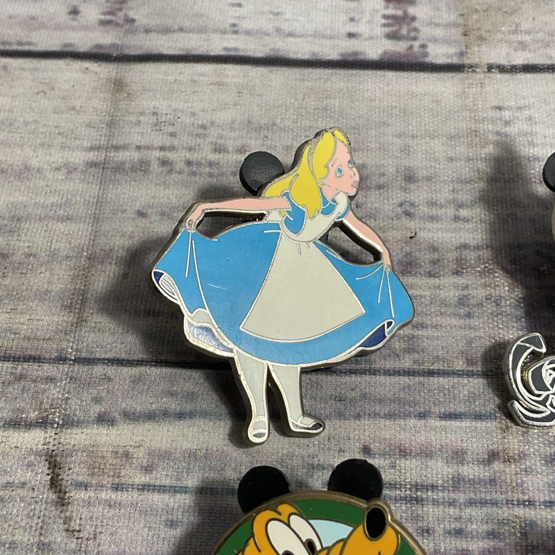 Set Of 6 Disney Collectible Pins DLR Magical Mystery Mowgli Hades Alice Pluto