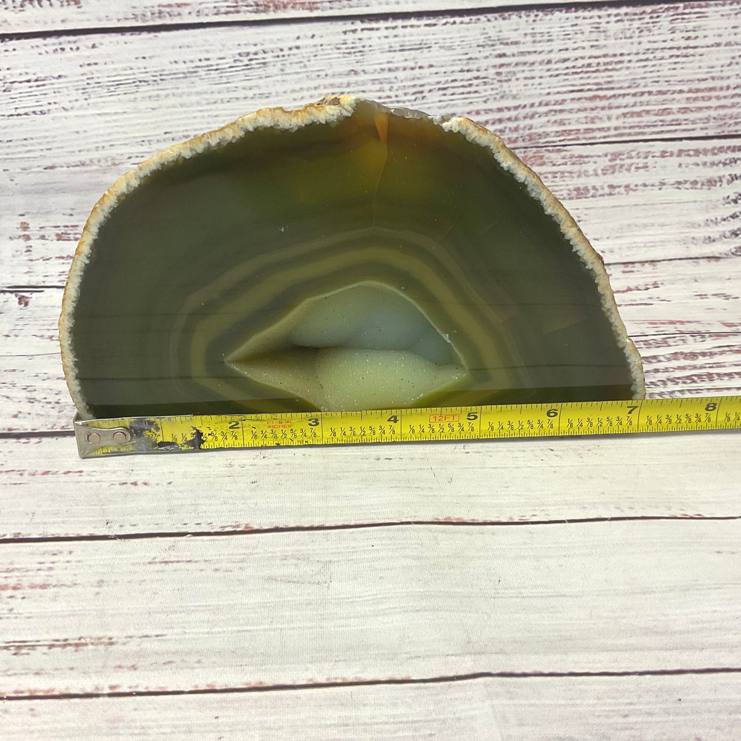 Polished Agate Geode Half Slice Green 4lb 5oz