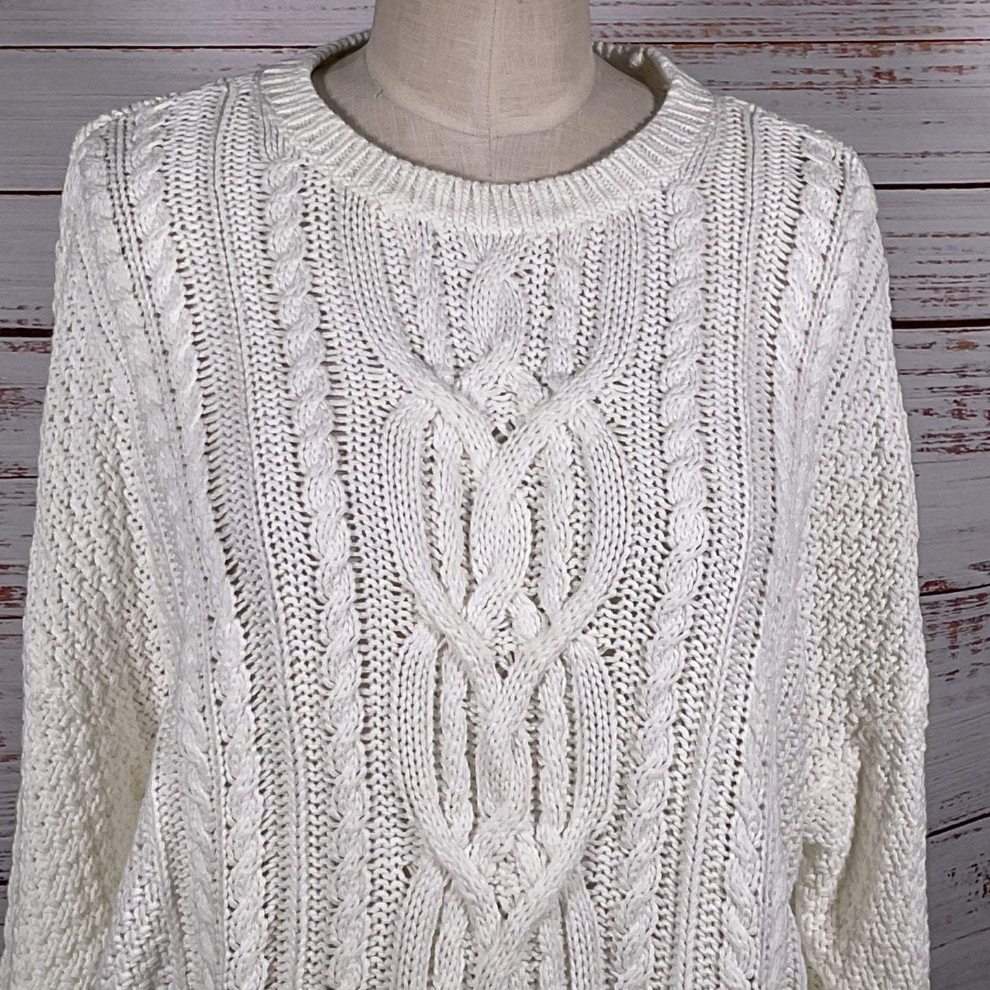 NWT LAUREN by RALPH LAUREN Resort 23 Women's White Cable Pullover Sweater- SZ 2X