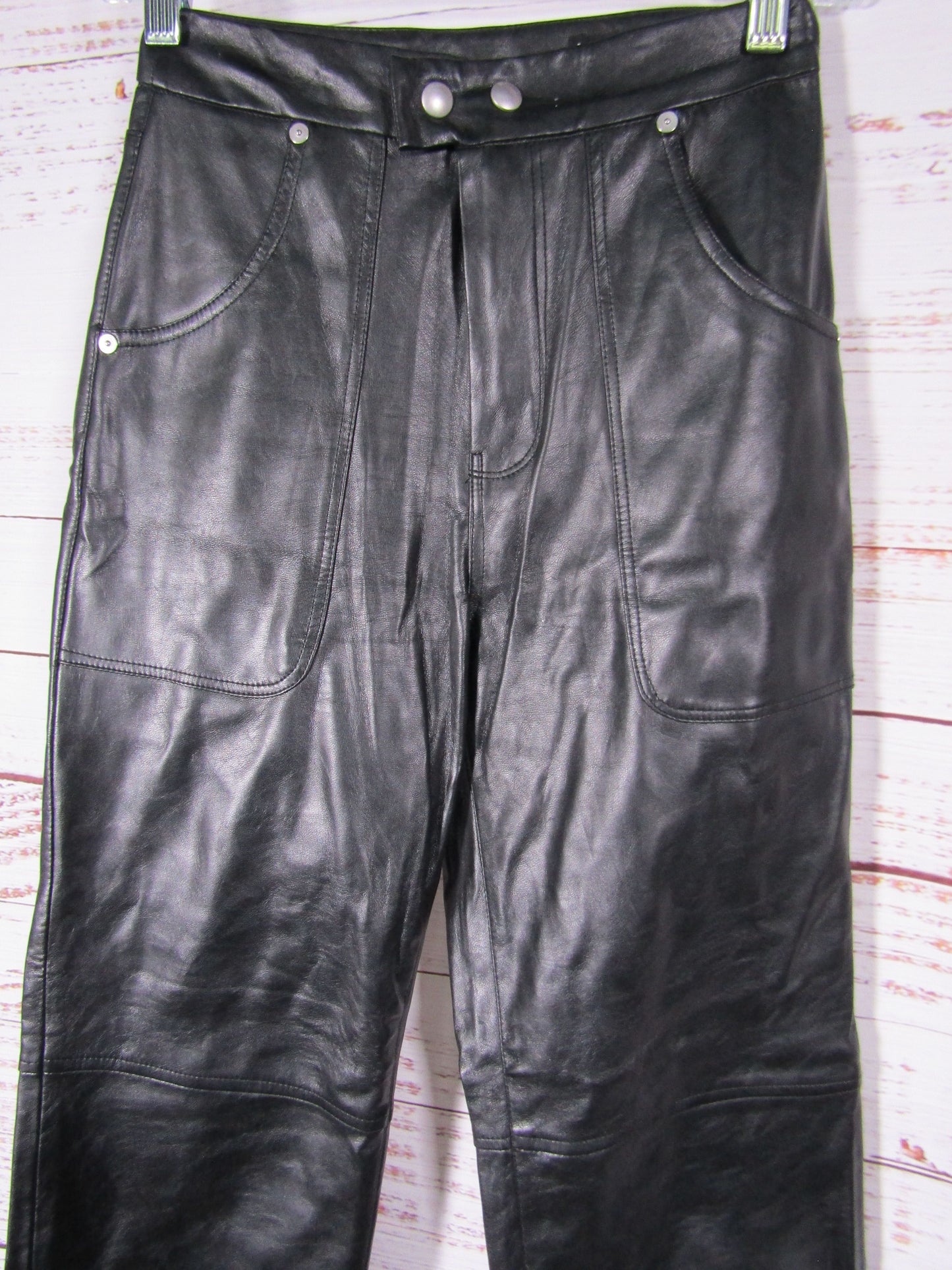Blank NYC The Baxter Women's Black Faux Leather Cargo Bootcut Pants Size 24