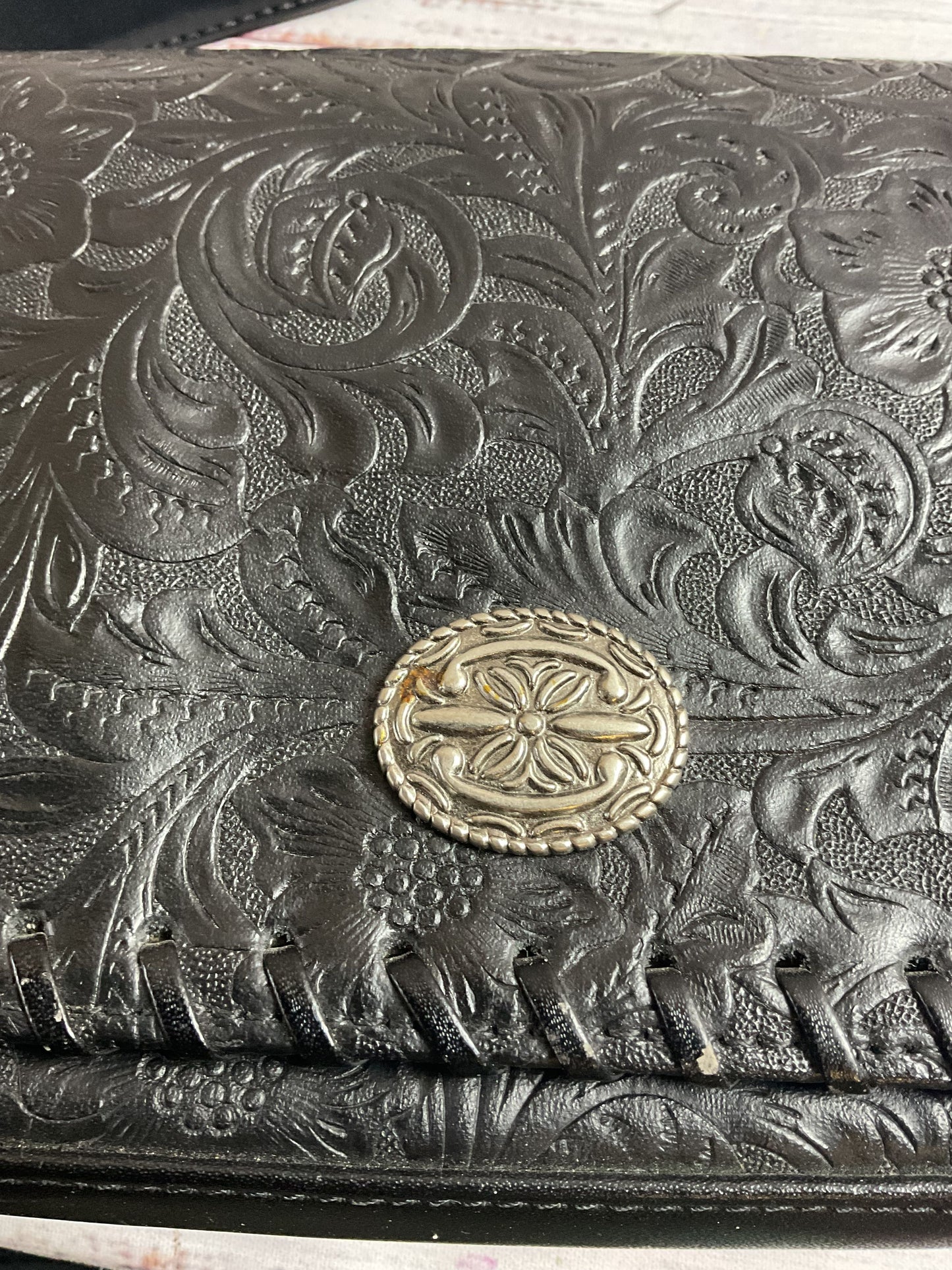 Minnetonka Black Leather Handbag Purse