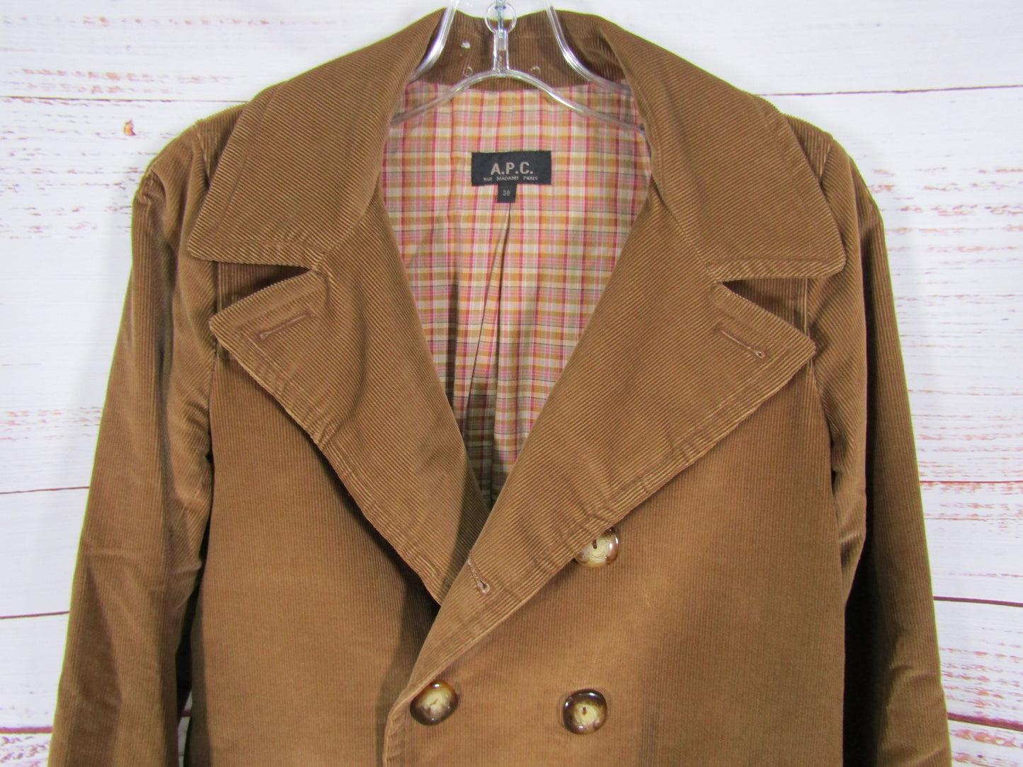 A.P.C. Chesterfield Women's Brown Corduroy Double Breasted Jacket Size 38