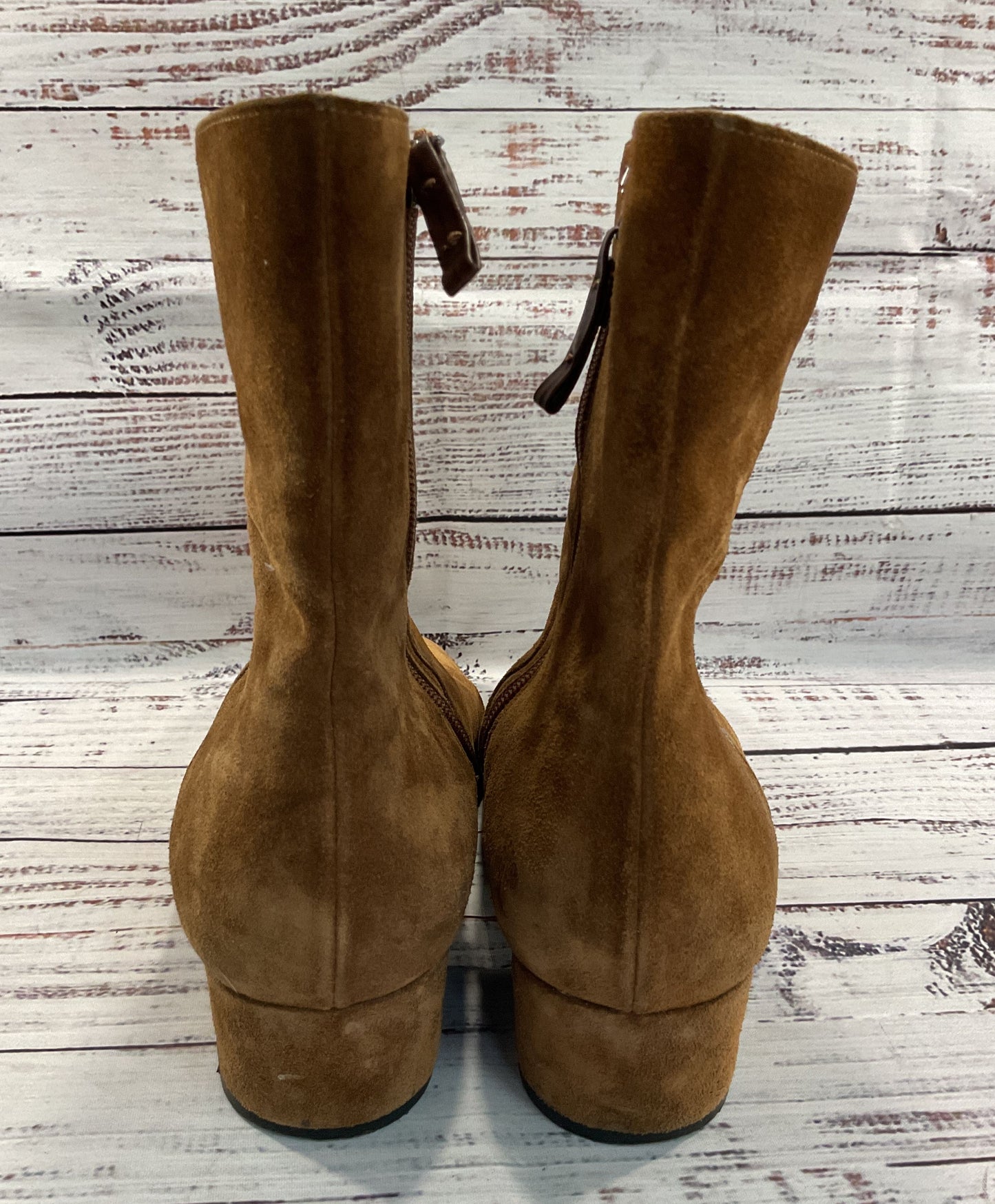 Carritz Women's Brown Suede Ankle Zip Boots Size 10