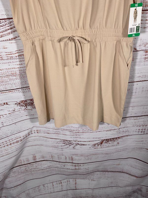 NWT 32 Degrees Cool Moonlight Dress Beige Elastic Tight Waist Size XL Women's