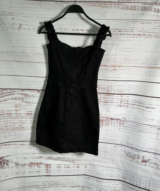 Women's Reformation Jeans Black Filis Denim Mini Dress Size 2