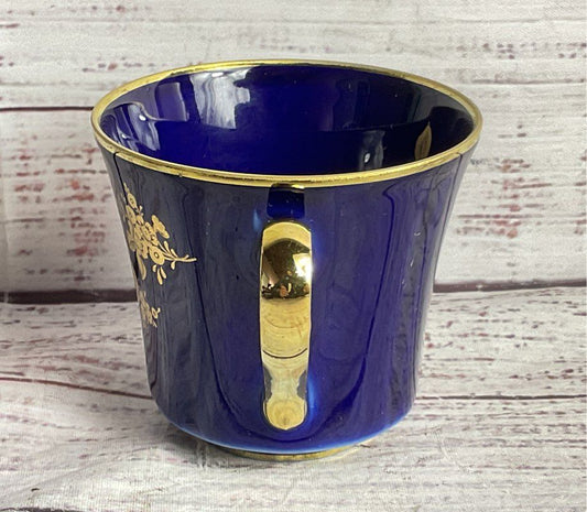 Bareuther Waldsassen Echt Vintage 22K Gold Germany Tea Cup Cobalt