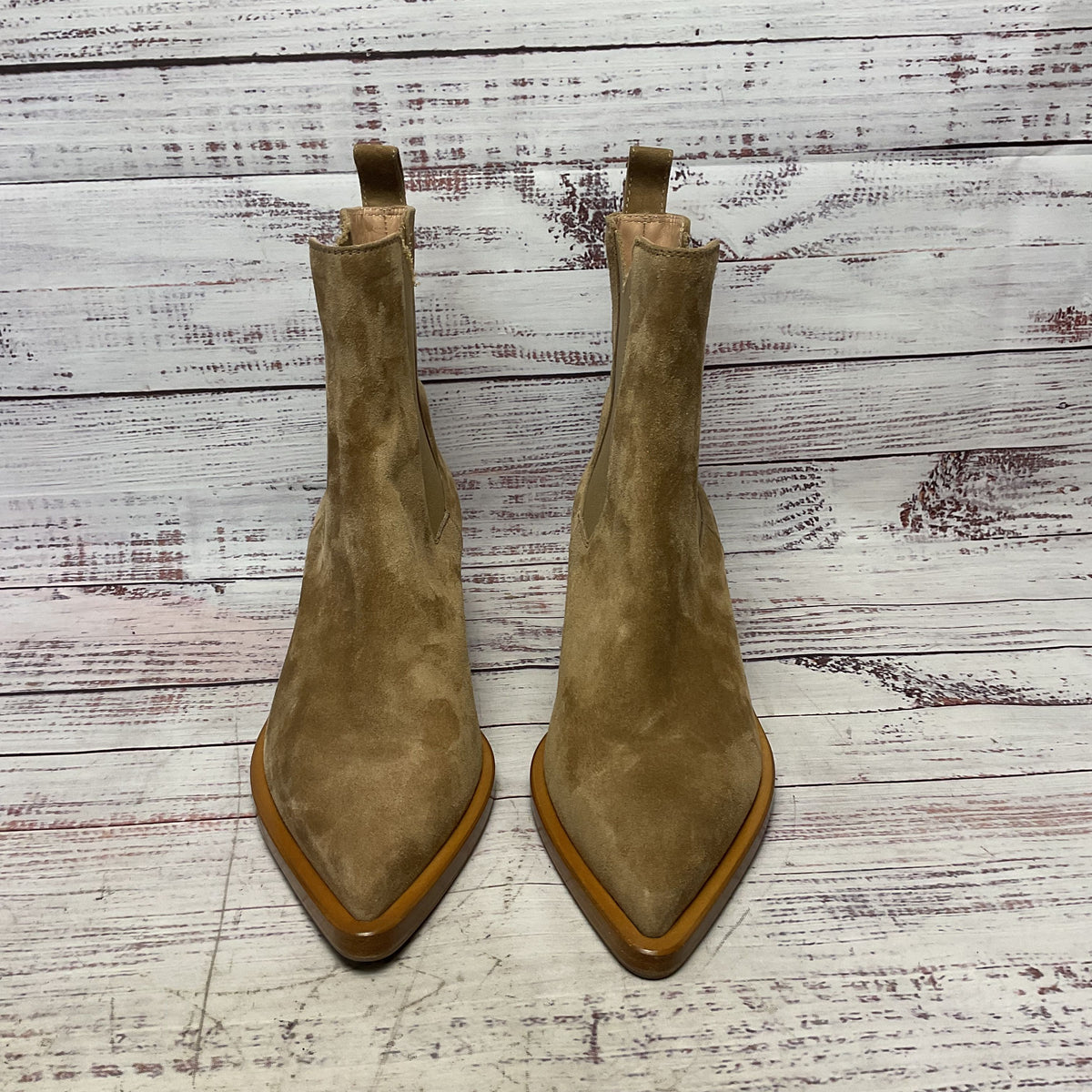 Gianvito Rossi Tan Suede Bootie Chelsea Western Boot Heel Women Size 6.5 AS-IS