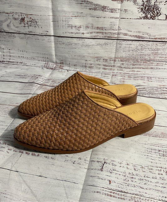 Nisolo Ama Basketweave Leather Mule Woven Almond Women's Size 7.5 Sandals