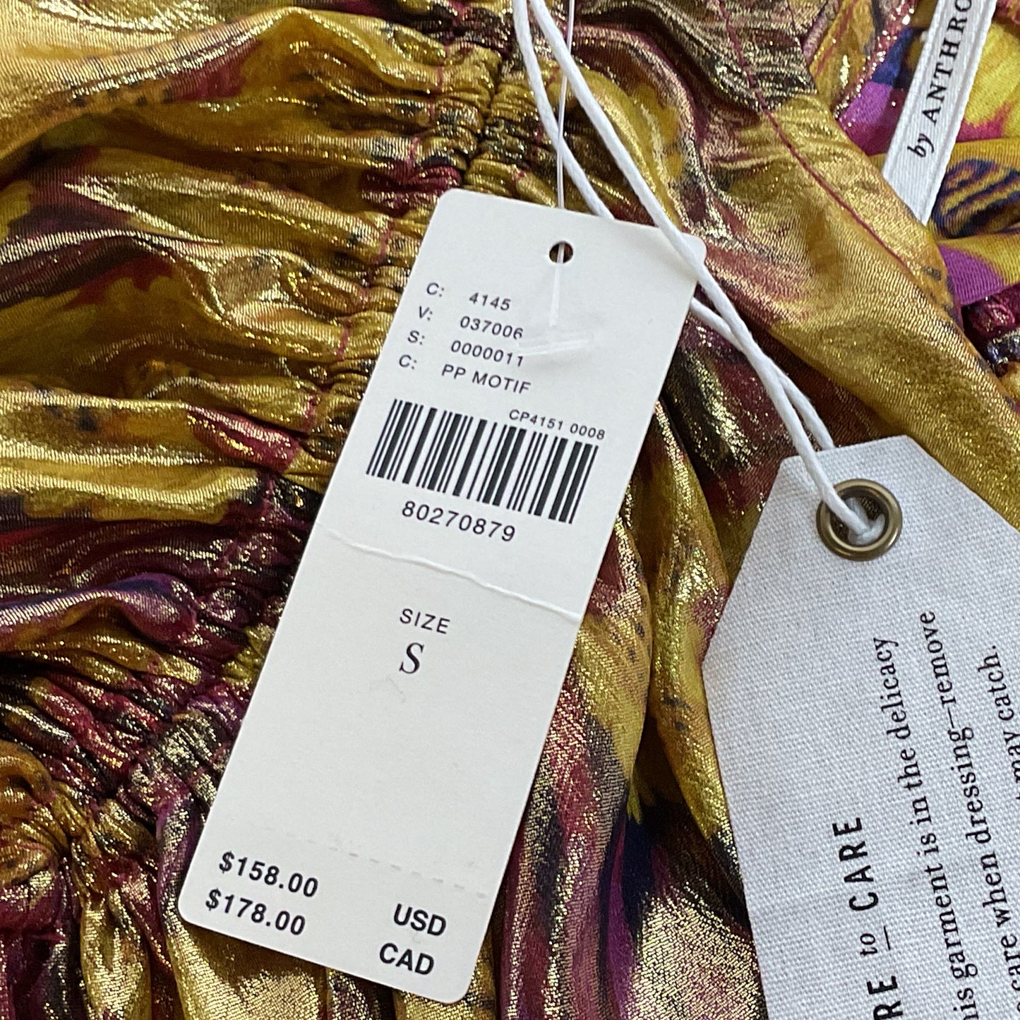 By ANTHROPOLOGIE Shine Kaftan Floral Dress- SZ S