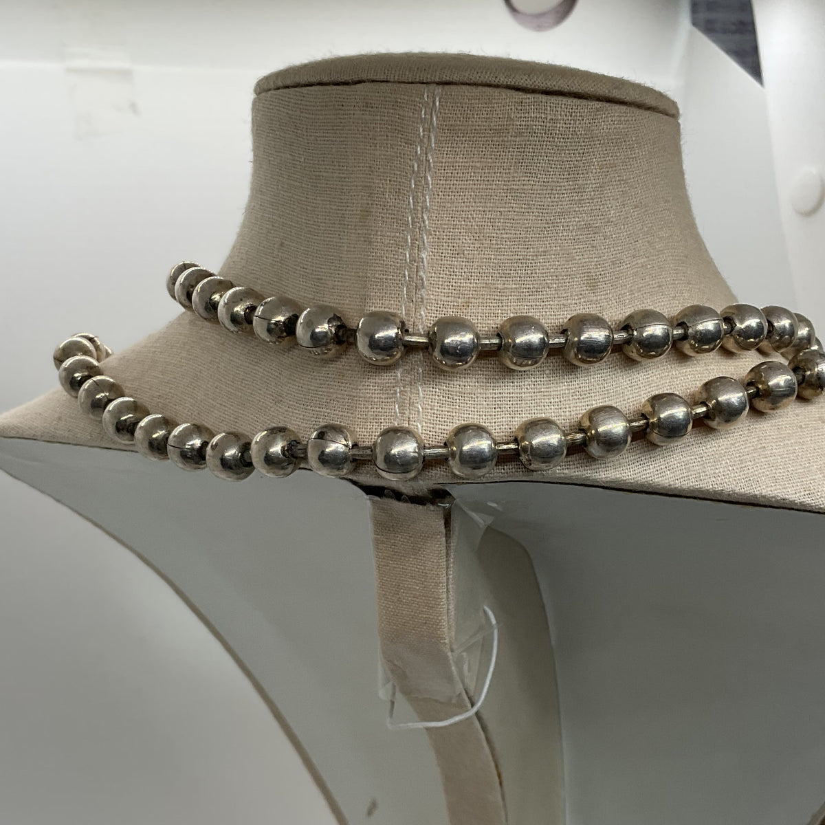 VTG IKUO ICHIMORI Paris Silver Plate Beaded & Rhinestone Statement Necklace- 31"