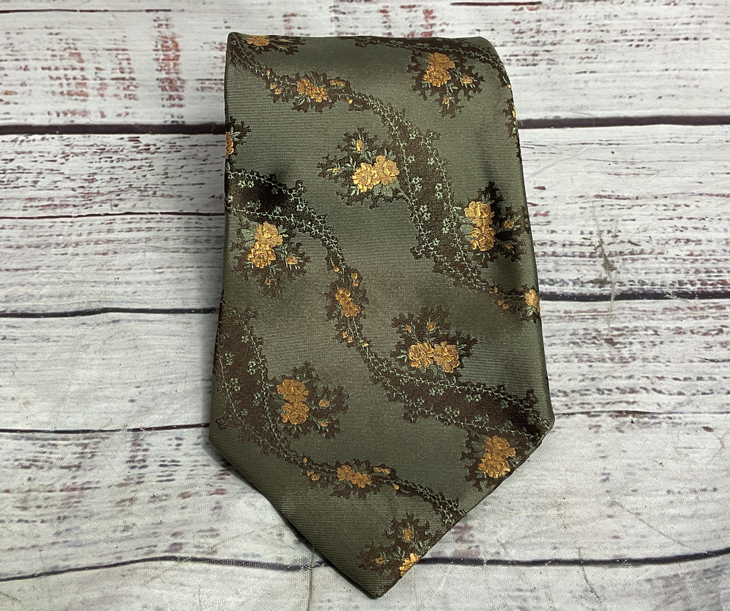 Ted Baker Silk Floral Print Tie Green OS