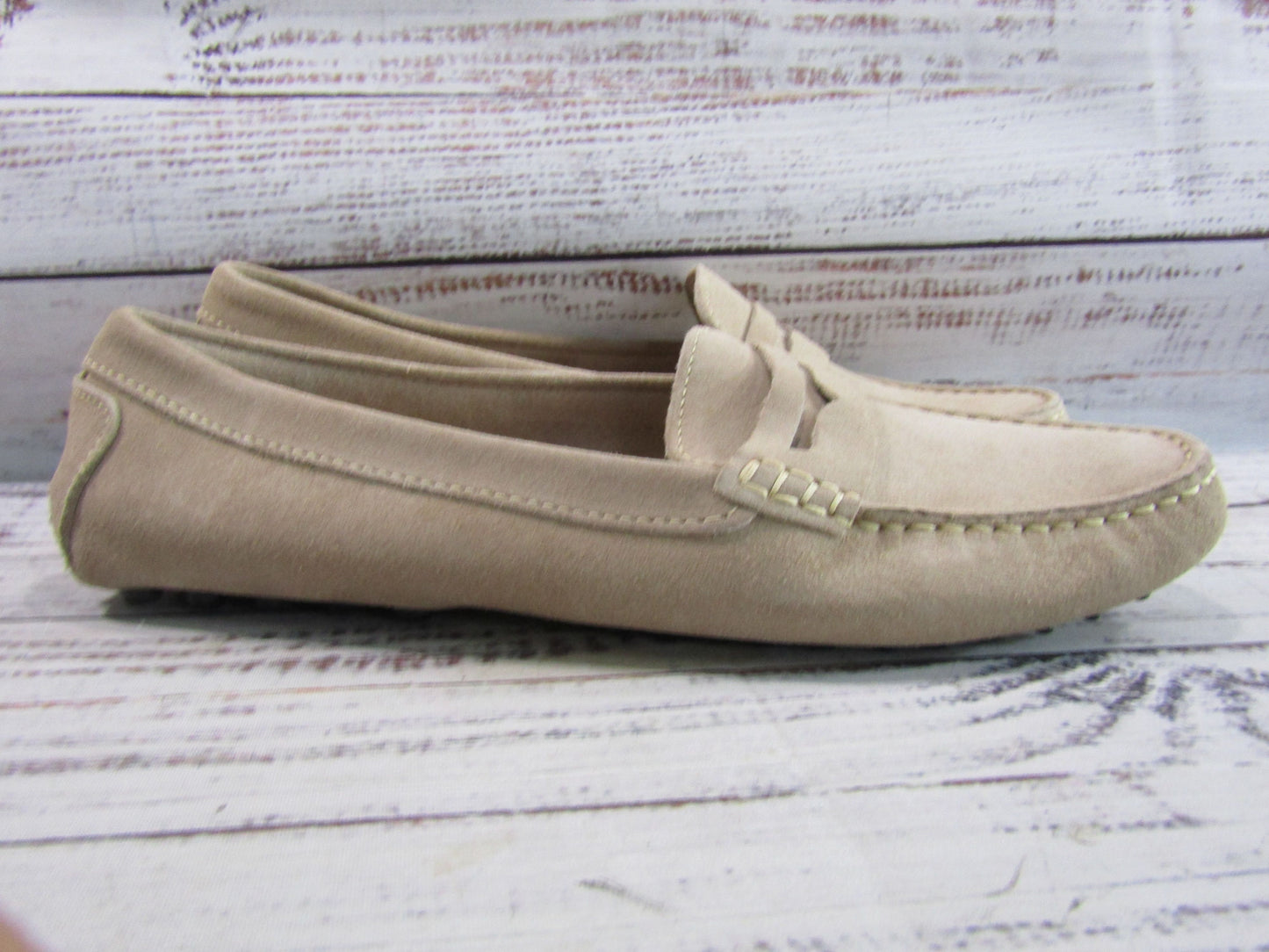 Massimo Matteo Men's Beige Suede Driving Penny Loafer Size 9.5