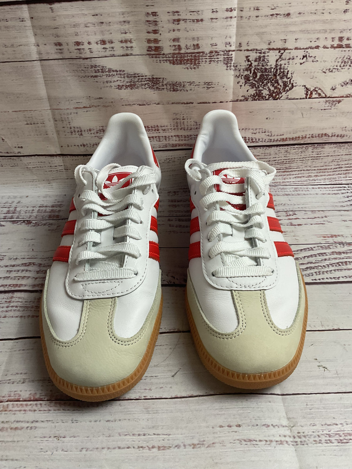 adidas Samba White & Red Sneaker Shoes With Extra Laces Women 9.5