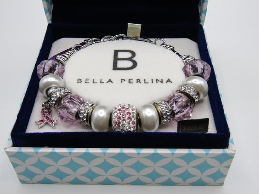 Bella Perlina Faux Pearl Crystal Accent Bracelet BP50047MS