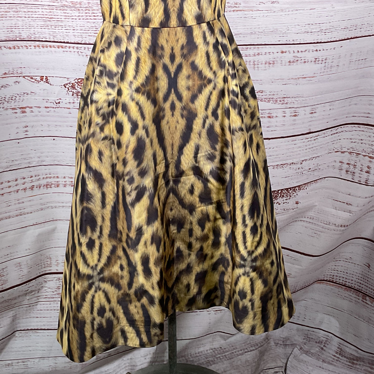 MONIQUE LHUILLER Women's Leapard Print Strapless Dress- SEE MEASUREMENTS
