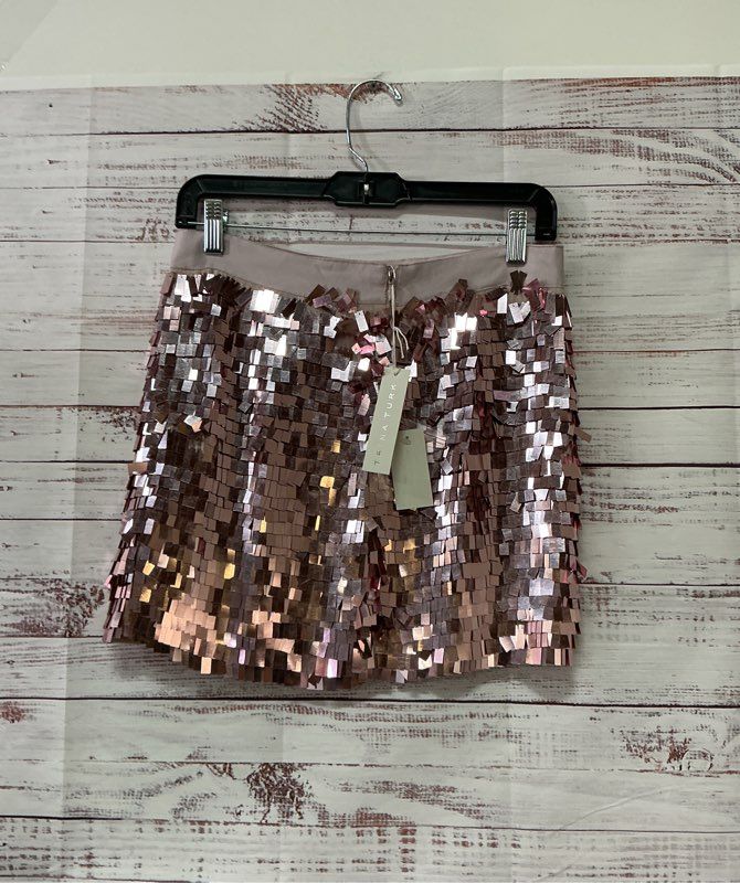 NWT Women's Trina Turk Pink Sequined Placket "Ariel" Skirt Size 00 Retail $268