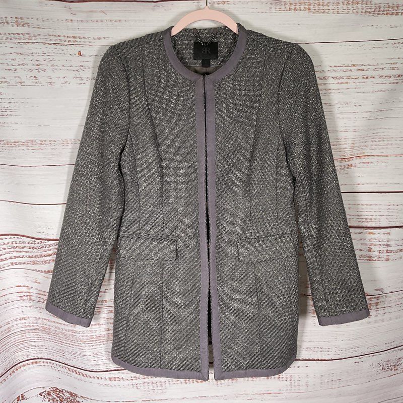 Banana Republic Gray Tweed Round Neck Line Jacket - Size S
