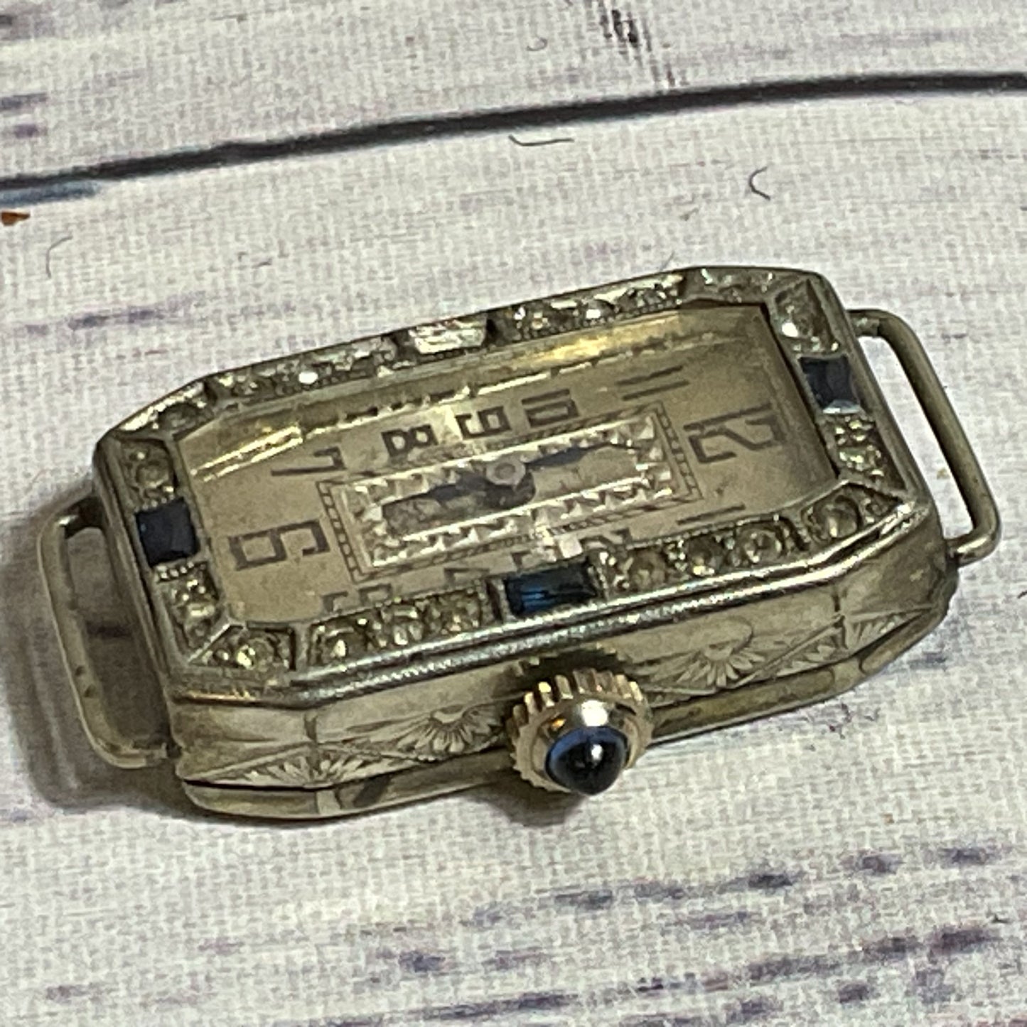 VTG. UNICUM Diel W.C. CO. Gold Plated Rhinestone Watch (NO BAND) (NOT WORKING)