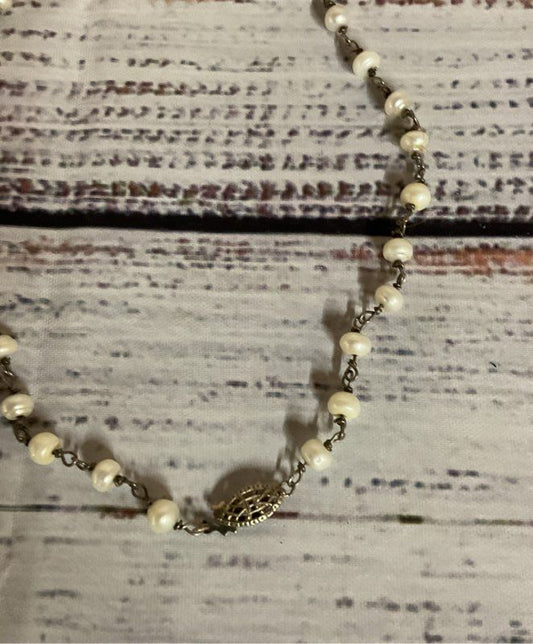 Sterling Silver Vintage Necklace Pearl Beaded