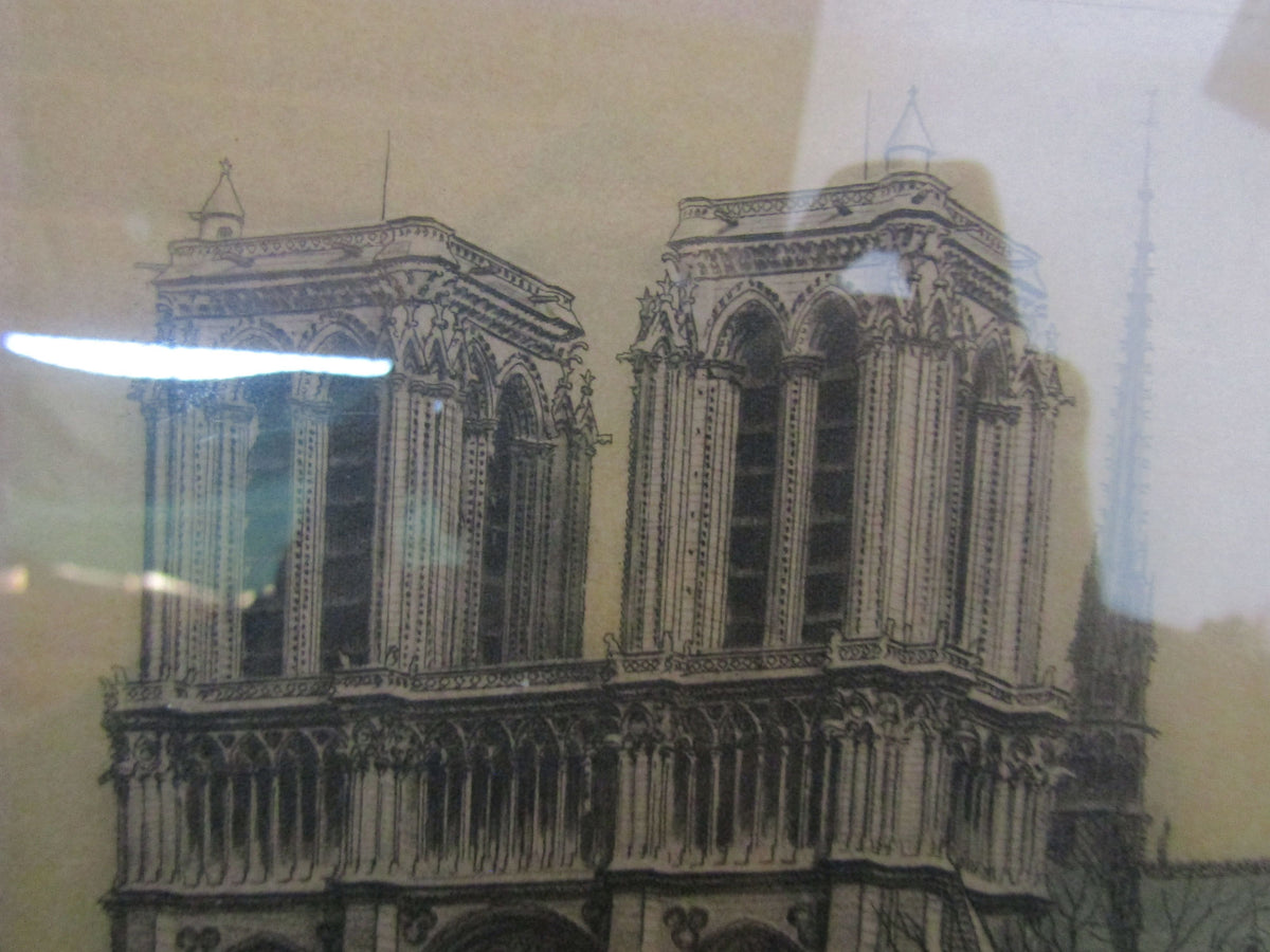 Notre-Dame Cathedral of Paris Print by Artist Pencil Signed