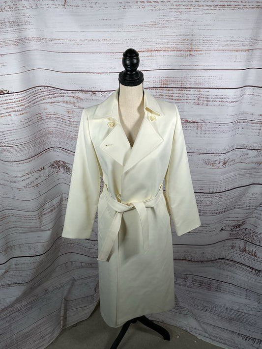 London Fog Maincoats Women's White Wrap Closure Coat Size 8