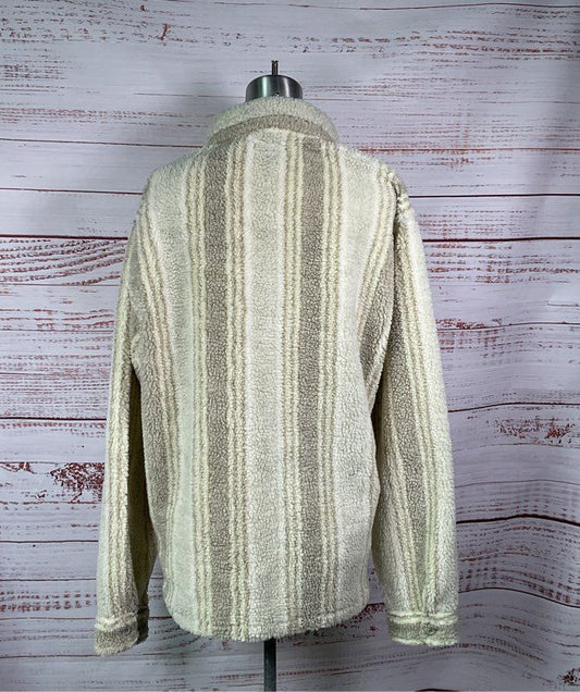 Stüssy Men's Striped Sherpa Shirt Jacket Natural L