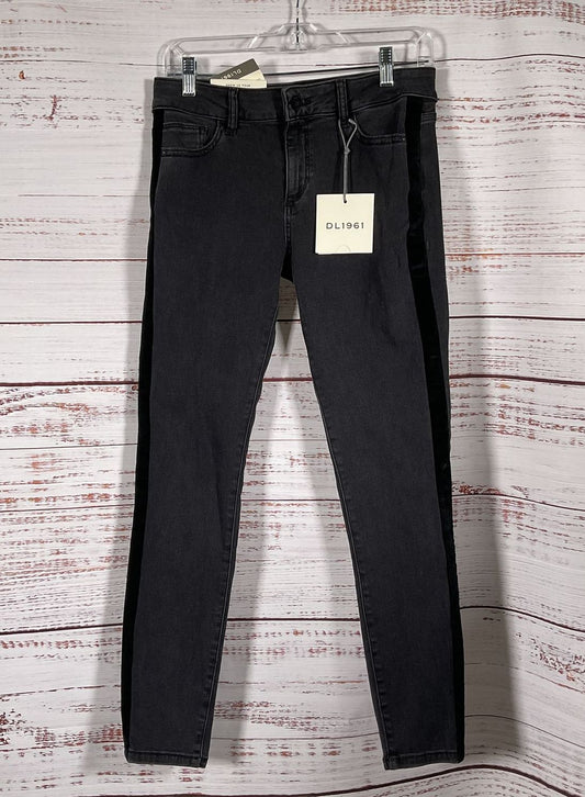 DL1961 Women's Margaux Velvet Stripe Skinny Jeans Black 26