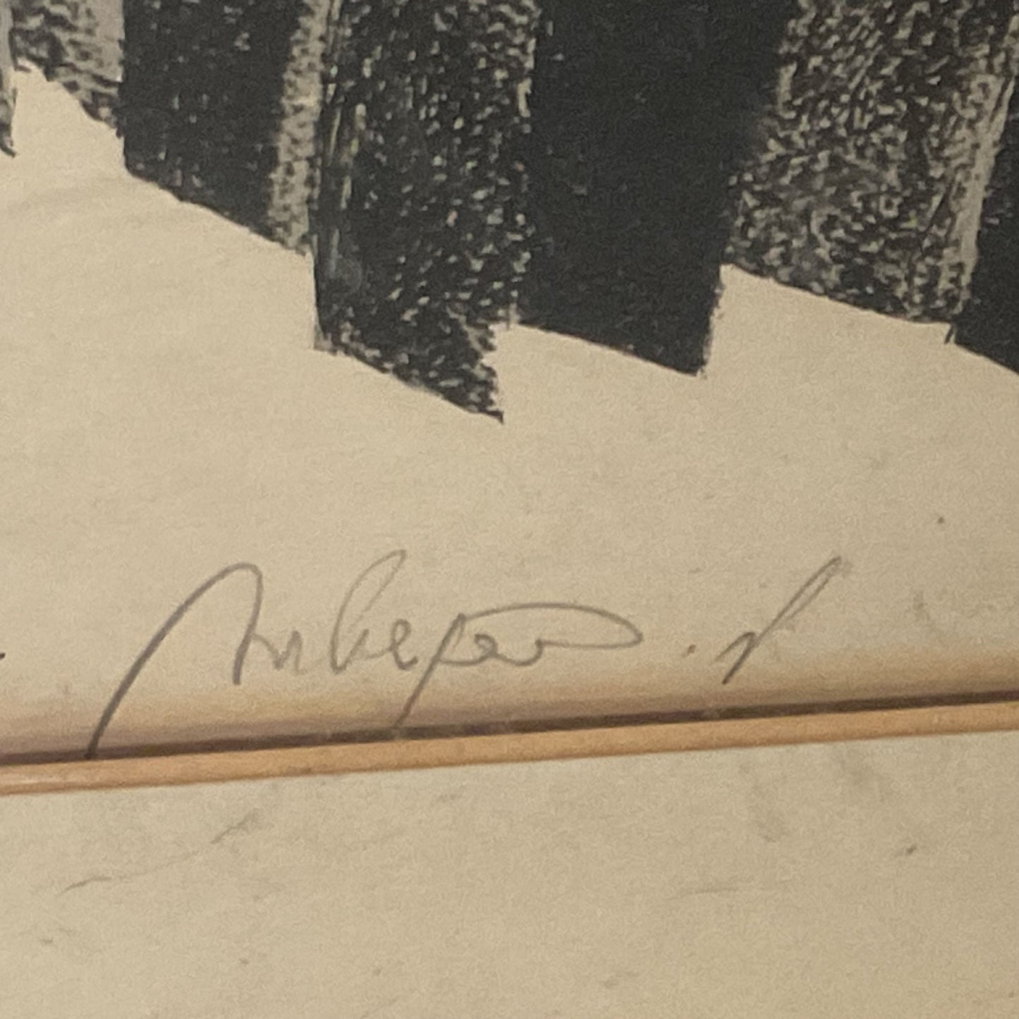 VTG. Pencil Signed Yiddish Pensive Man Abstract Lithograph FRAMED 33.5" X 25.5"