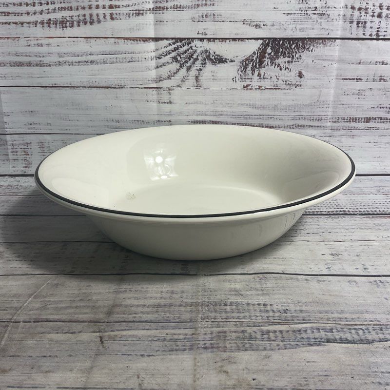 Crate & Barrel Classique Black Line 10" Ceramic Serving Bowl
