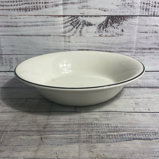 Crate & Barrel Classique Black Line 10" Ceramic Serving Bowl
