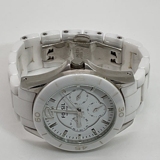 FOSSIL CE1002 White Ceramic Women's Watch (NEEDS BATTERY)