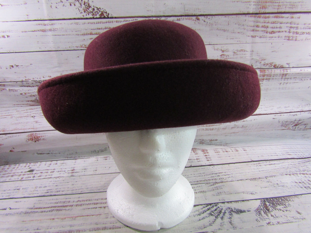 Scala Women's Marron Wool Bowler Hat Size S