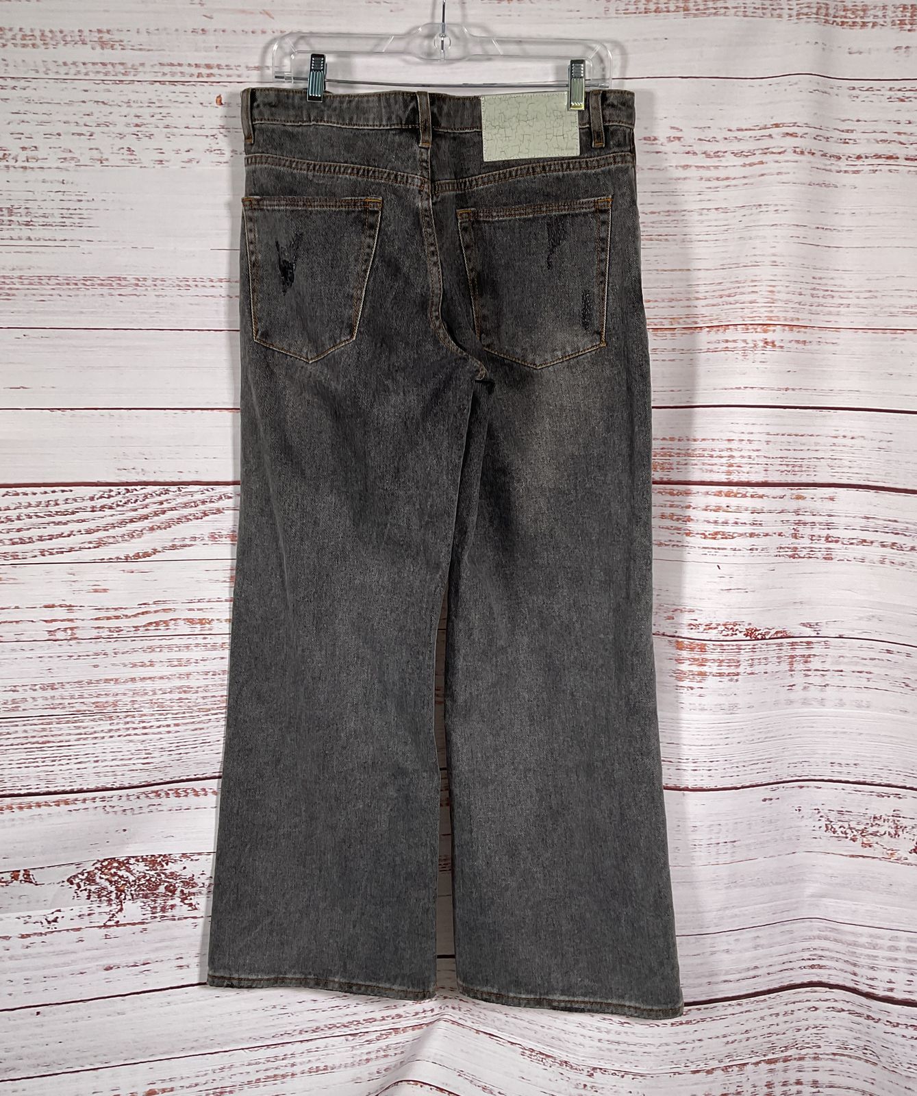 One Teaspoon Low Riders Distressed Wide Leg Jeans Gray 28